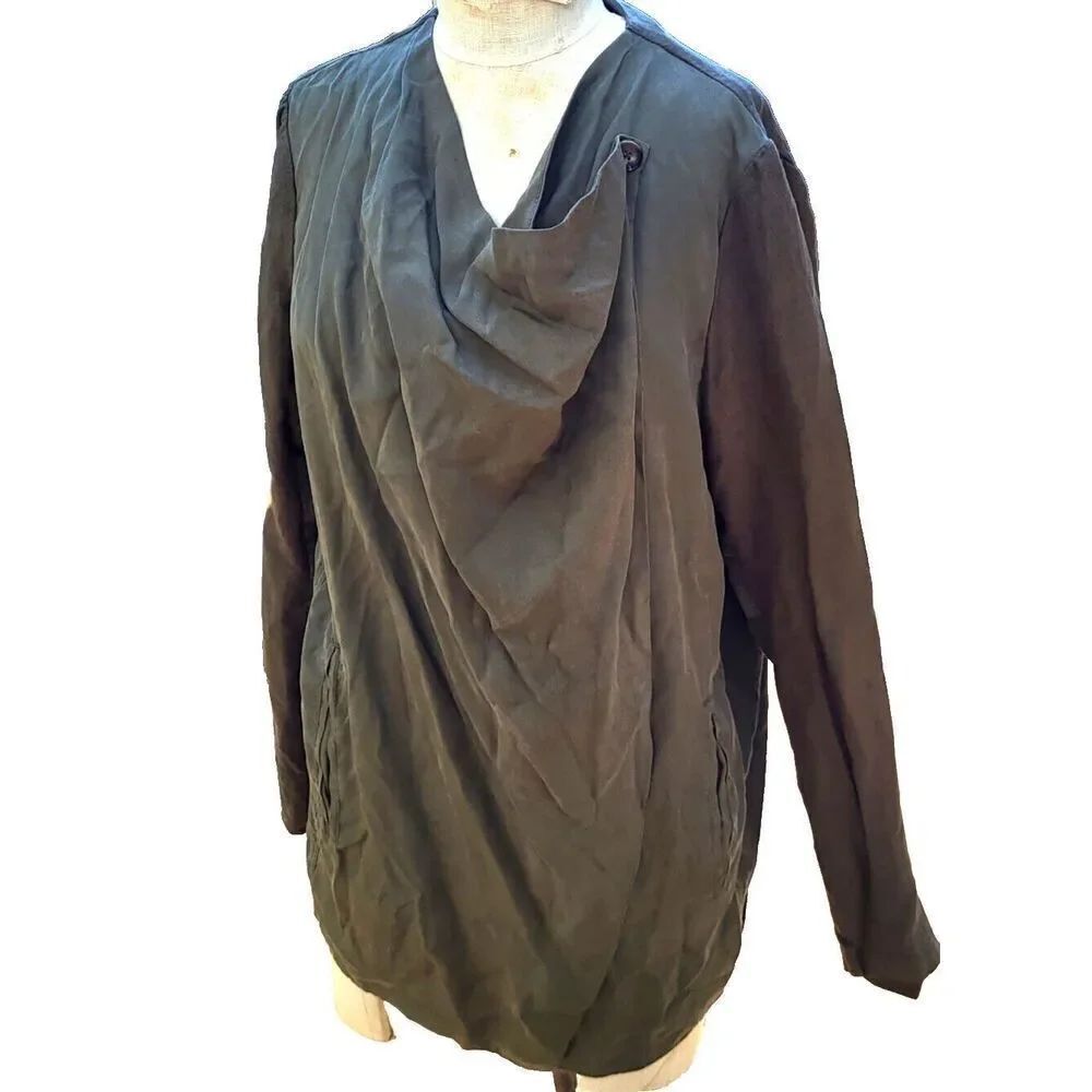 BlankNYC Draped Front Cardigan Lycell Olive Green Sz L